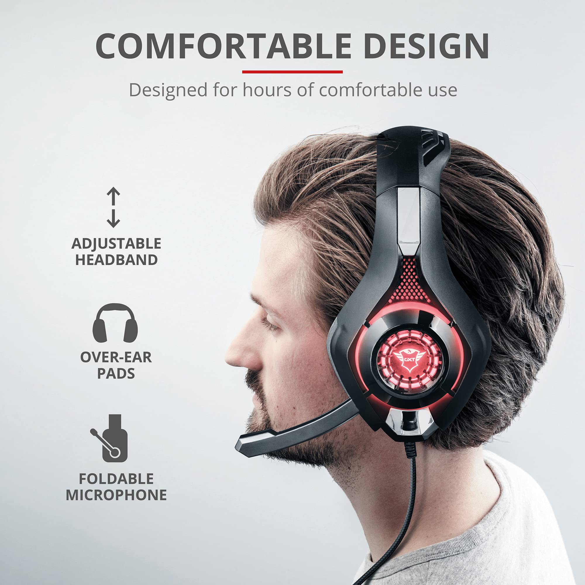 Trust Gaming GXT 313 Nero - Casque de jeu avec microphone lumineux, noir, transducteurs 40 mm Trust Gaming GXT 313 Nero - Casque de jeu avec microphone lumineux, noir, transducteurs 40 mm